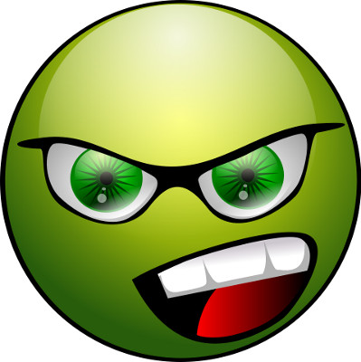 green angry face representing wrongs
