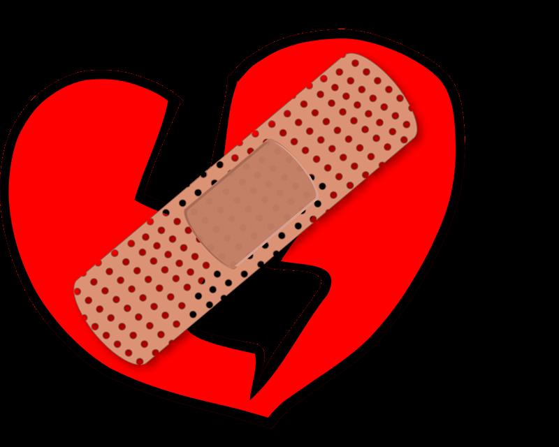 a broken heart with a band aid symbolizing dating scams